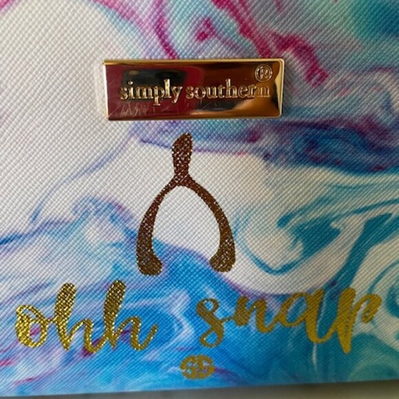 SIMPLY SOUTHERN "ohh snap" Wishbone Marble Blue Pink Purple Print Long W… - Picture 8 of 15